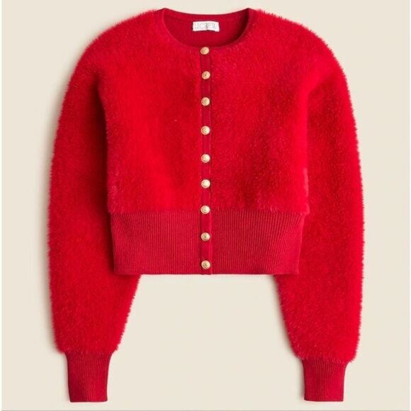 J.Crew Fitted-waist cardigan in fuzzy yarn - Picture 2 of 10